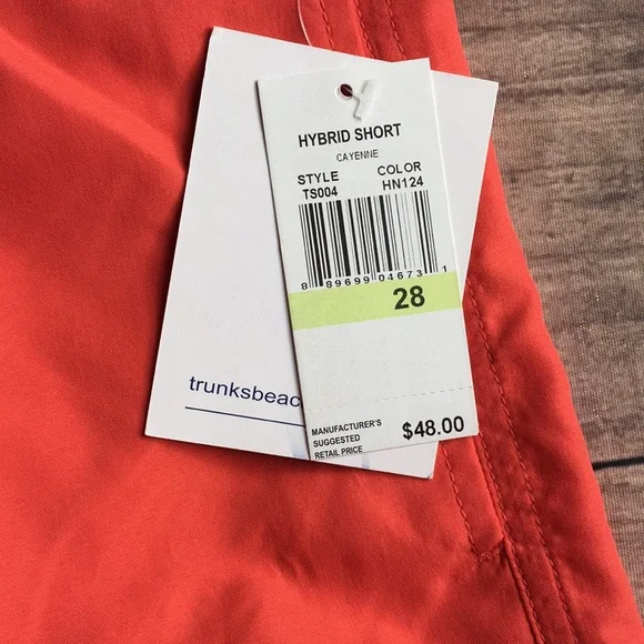 Orange Men’s Draw String Velcro Hybrid Swim Trunk Board Shorts